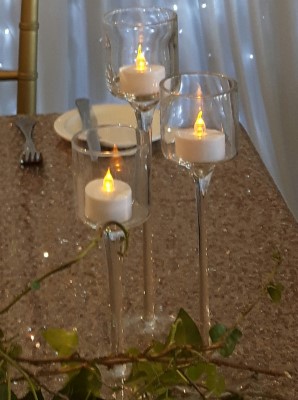 Set of 3 Tall Glass T.Light Holders